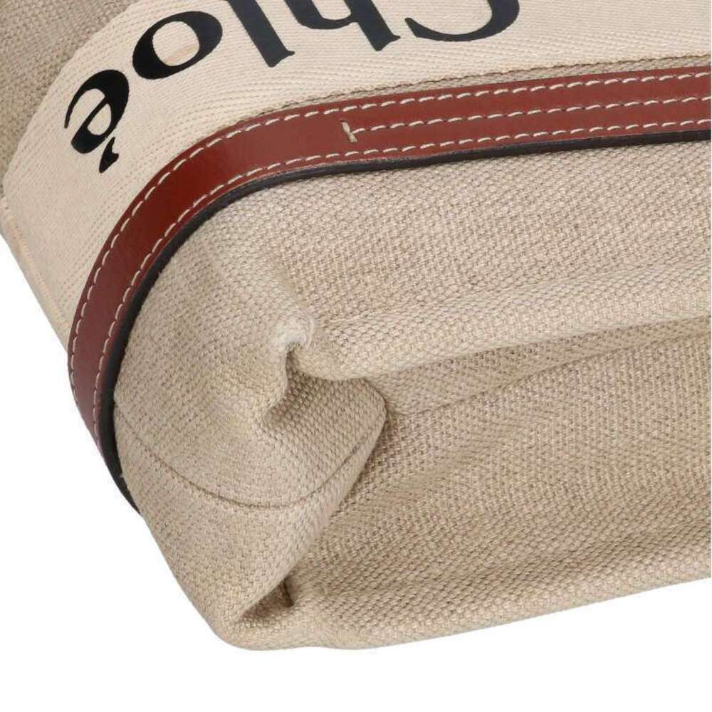 Chloe Woody Logo Canvas Handbag Beige Tan Brown - Picture 4 of 5